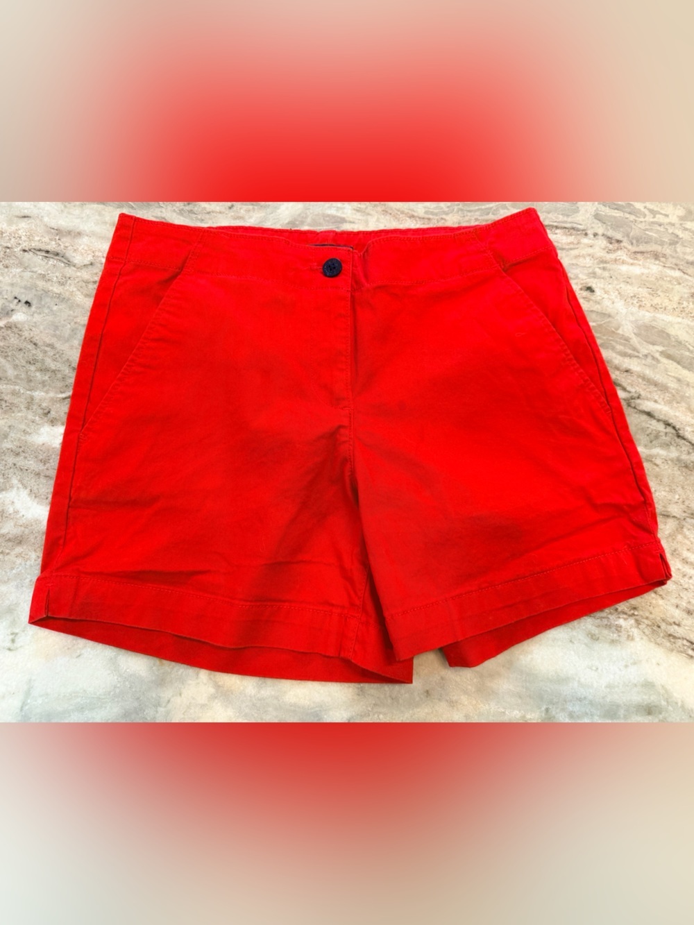 Nautica Red Stretch Cotton Chino Shorts Flat Front Women’s Size 8